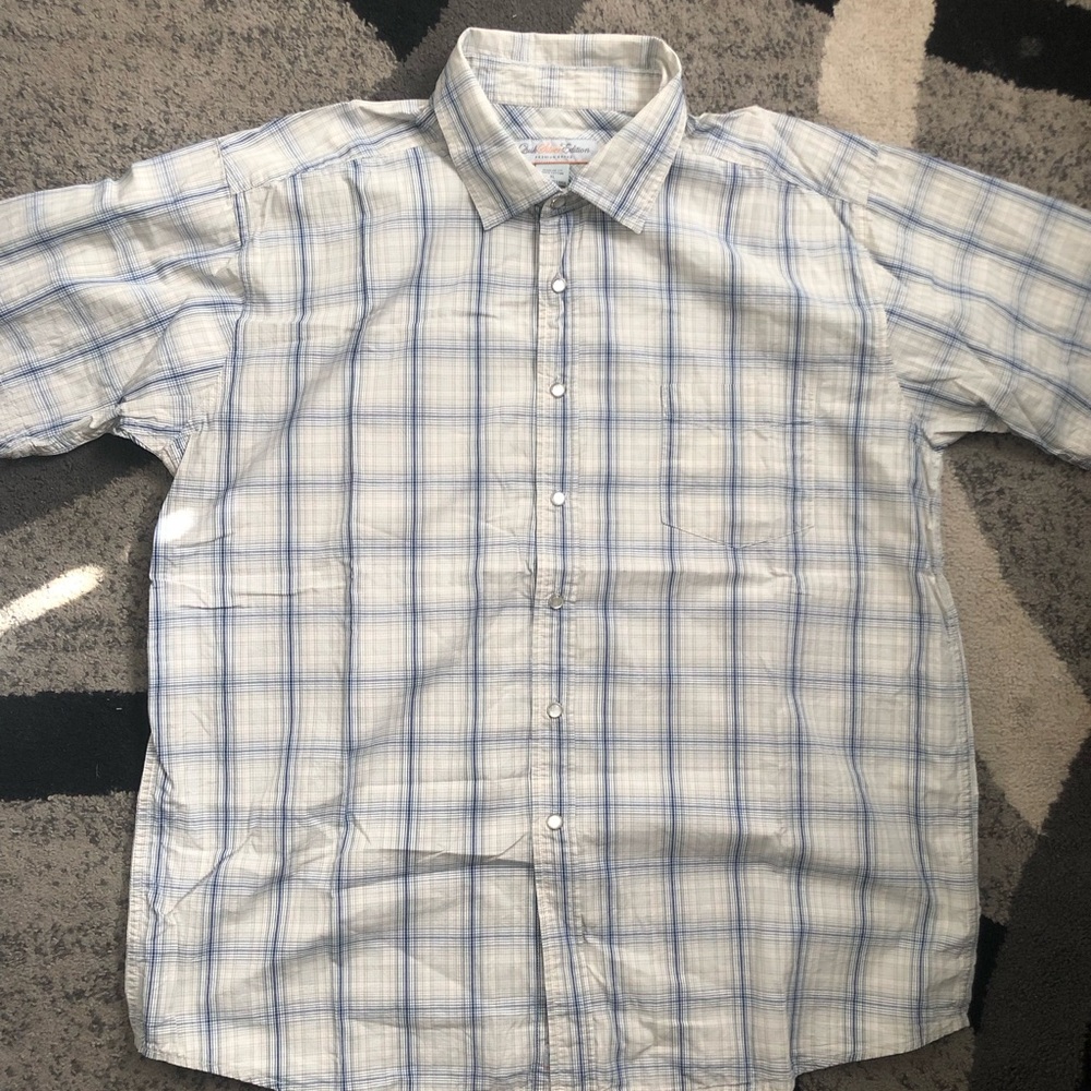 Quiksilver Light Blue and White Plaid Casual Button-Down Shirt